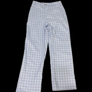 White and blue plaid pants